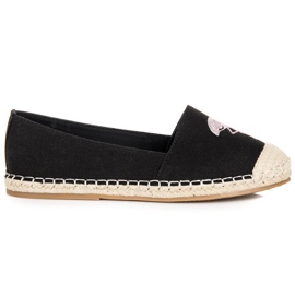 Bestelle Černé espadrilky s plameňákem černý
