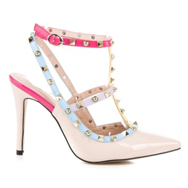 Vices Barevné sandály na vysokém podpatku svěráky hnědý