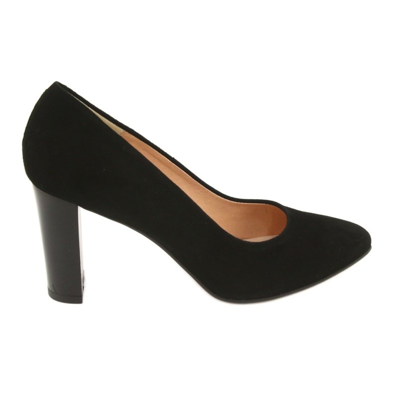 Espinto Dámská čerpadla na černém sloupu 942/5 se semišovou kůží černá