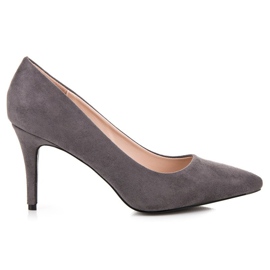 Milaya Šedé semišové podpatky šedá Milaya Šedé semišové podpatky šedá
