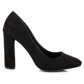 Semišové lodičky na sloupku černý