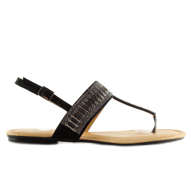Černé sandály s kamínky black 6700 Black černá