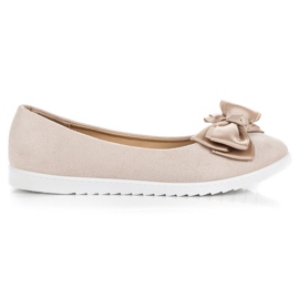 Comer Semišové baleríny s mašlí hnědý