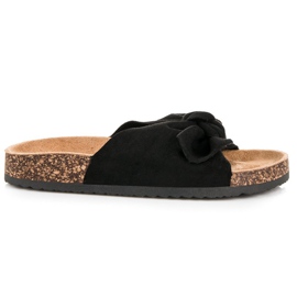 Queen Vivi Semišové pantofle s mašlí černá