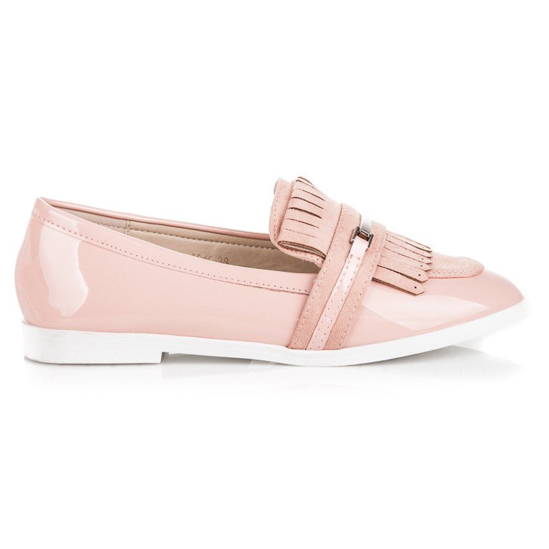 Ideal Shoes Mokasíny s práškovým lakem růžový