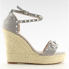 Šedé Espadrilky na klínech šedá 100-862SC šedá