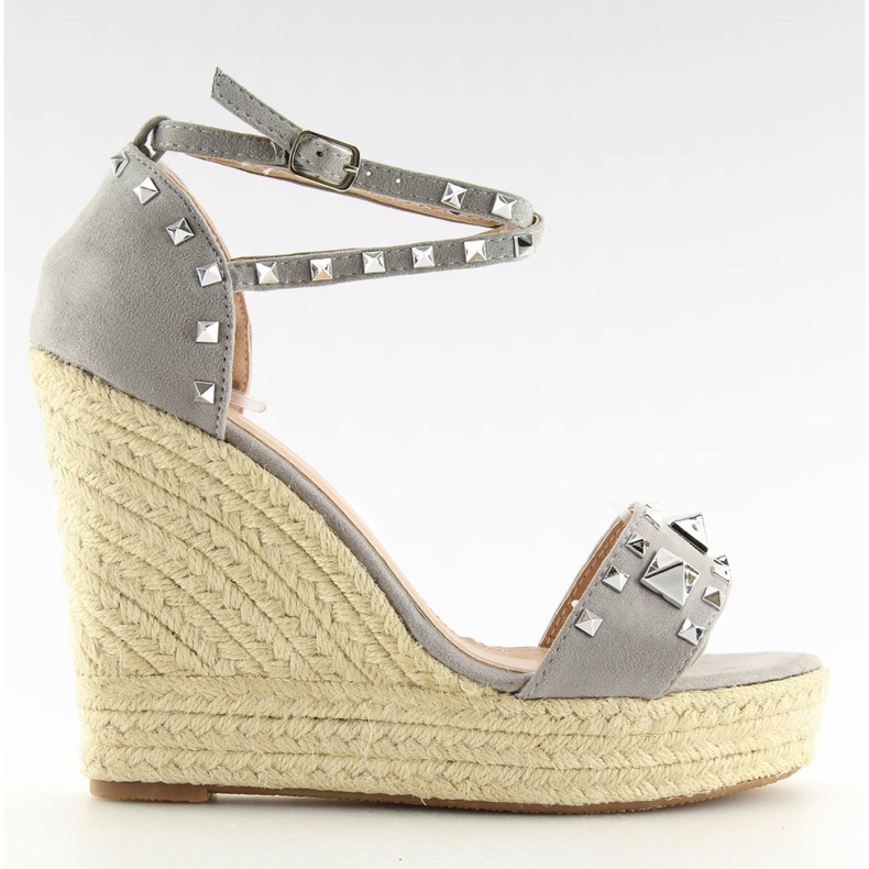 Šedé Espadrilky na klínech šedá 100-862SC šedá
