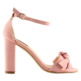 Růžové sandály na vysokém podpatku 118-11 růžové růžový