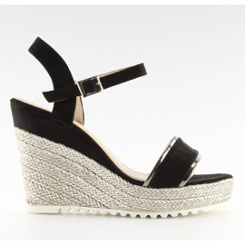 Černé sandály espadrilky na klínech černá 6823 Černá