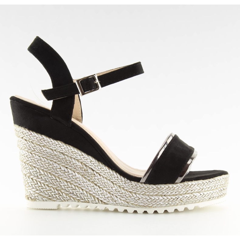 Černé sandály espadrilky na klínech černá 6823 Černá