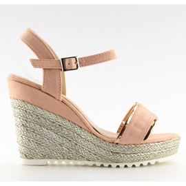 Sandály, espadrilky na růžových klínech 6823 Pink