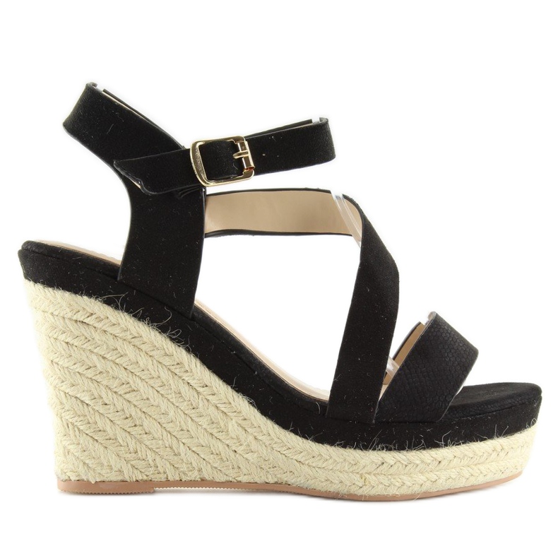 Černé espadrilky na klínech, černé 333-8 Black černá