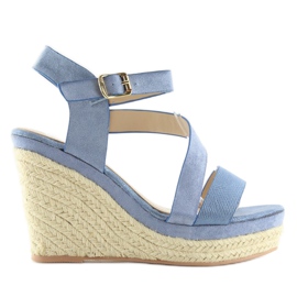 Modré espadrilky na klínech, modré 333-8 Modré modrý