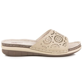 Hasby Dámské prolamované pantofle hnědý Hasby Dámské prolamované pantofle hnědý