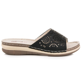 Hasby Dámské prolamované pantofle černý