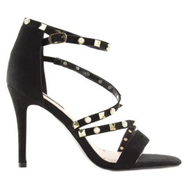 Černé sandály na vysokém podpatku L6099 Black černá Černé sandály na vysokém podpatku L6099 Black černá