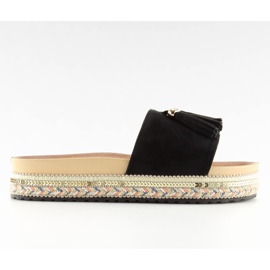 Černé dámské černé pantofle LS-93 černé černá