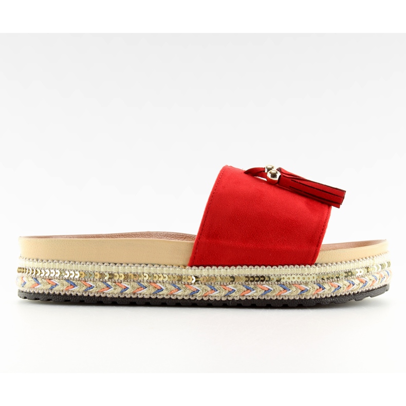 Červené dámské červené pantofle LS-93 červené