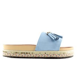 Modré dámské pantofle LS-93 LT.BLUE modrý