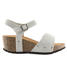 Šedé Šedé sandály na korkové podrážce šedá