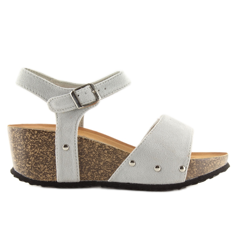 Šedé Šedé sandály na korkové podrážce šedá