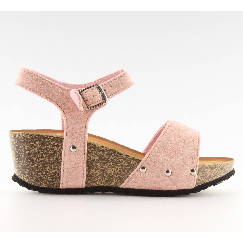 Růžové sandály na korkové podrážce růžový