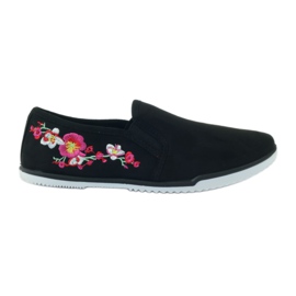 Květinové semišové tenisky Mckey 180 černá