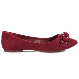 Ideal Shoes Stylové kaštanové baleríny červený
