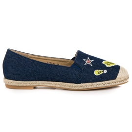 Sweet Shoes Džínové espadrilky s nášivkami námořnická modř