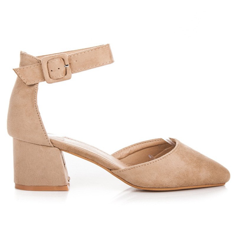 Semišové sandály na nízkém podpatku hnědý