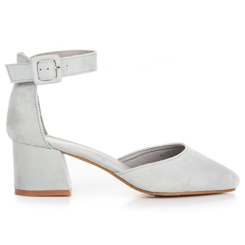 Semišové sandály na nízkém podpatku šedá