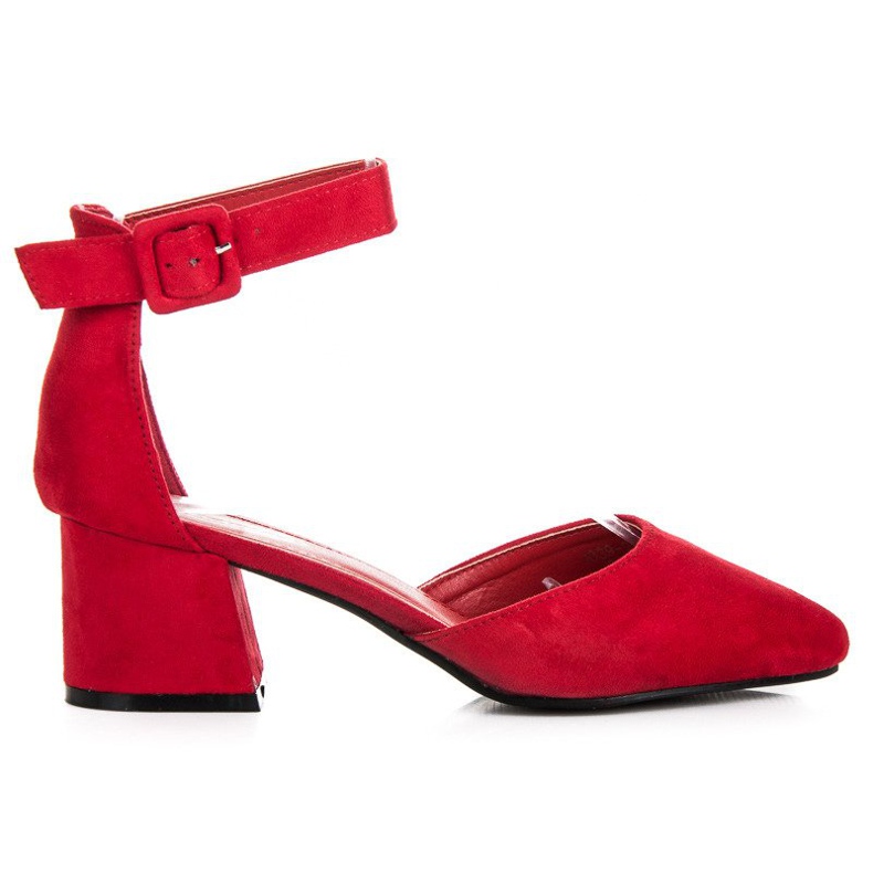 Semišové sandály na nízkém podpatku červené