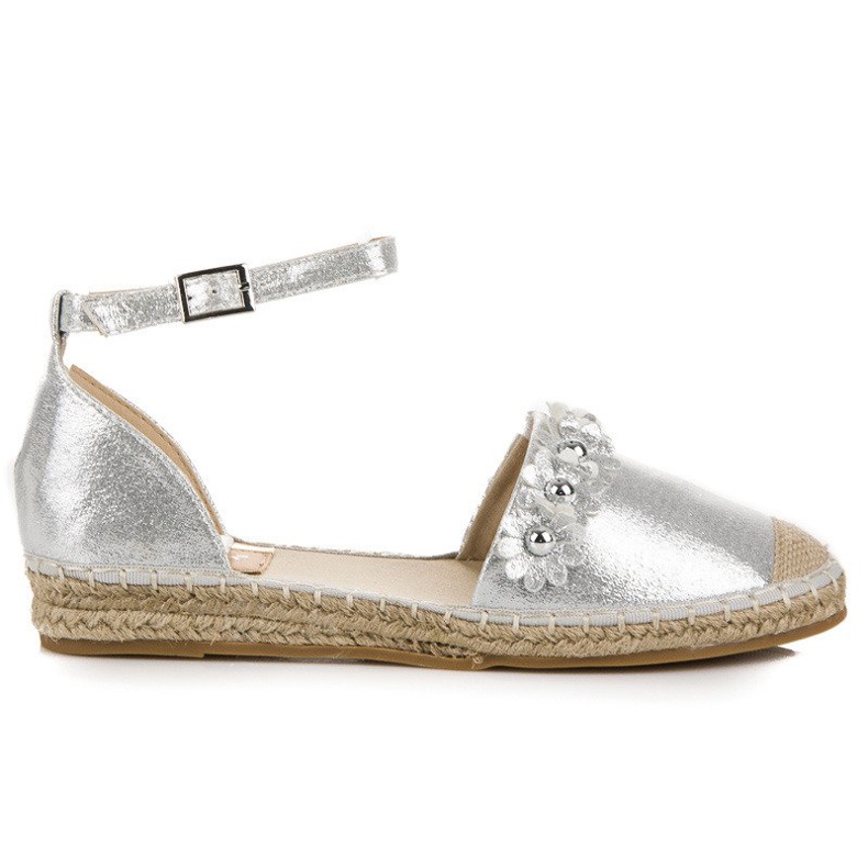Anesia Paris Stříbrné sandály espadrilky šedá