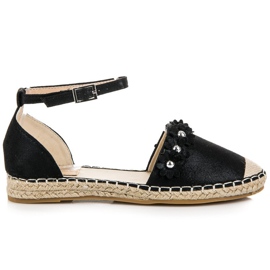 Anesia Paris Černé espadrilkové sandály černý