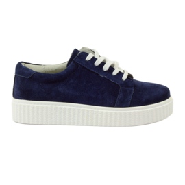 Kožené boty Creepers Filippo 036 námořnická modř