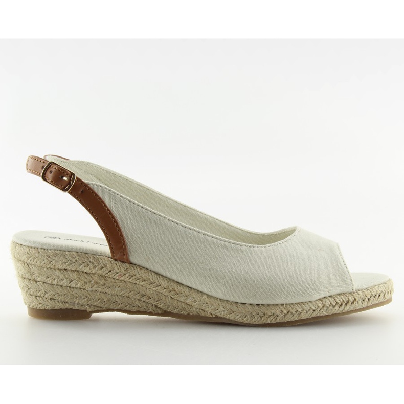 Béžové béžové espadrilky na nízkém klínovém podpatku béžový