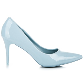 Comer Stylové lakované podpatky modrý