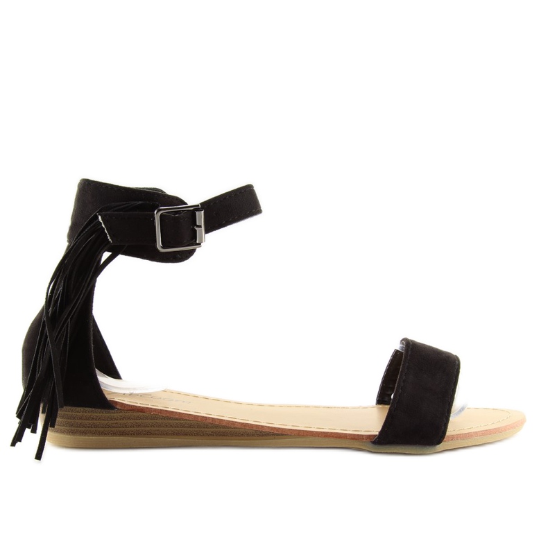 Černé dámské sandály s černými třásněmi černá