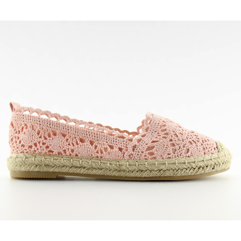 Růžové krajkové espadrilky BB11 Pink růžový
