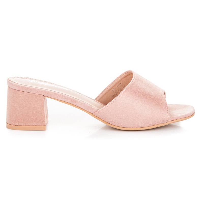 Renda Semišové sandály na vysokém podpatku růžový Renda Semišové sandály na vysokém podpatku růžový