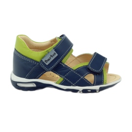 Kožené sandály chlapců pro suchý zip 137 Navy/Green Bartuś modrý