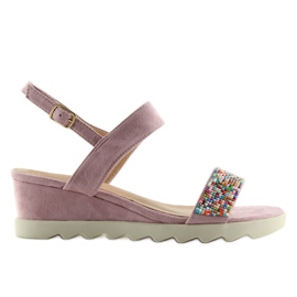 Nízké sandály na klínku fialové malva fialový