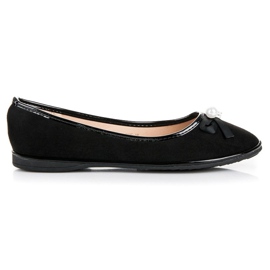 Ideal Shoes Elegantní semišové baleríny černý