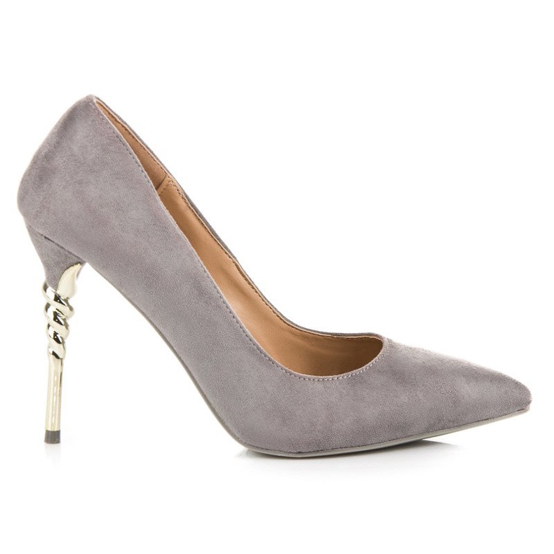 Šedé semišové podpatky šedá