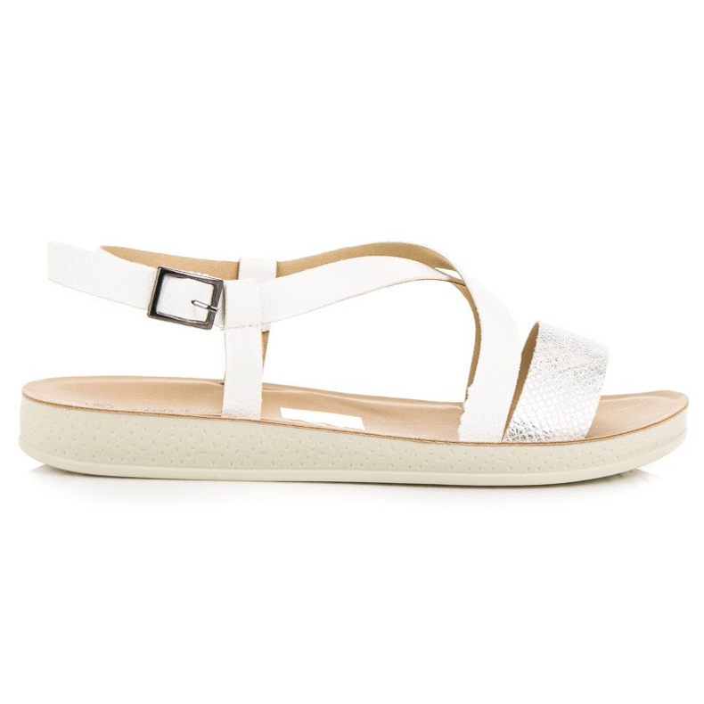 Vinceza Ploché sandály s vincezovou přezkou bílý