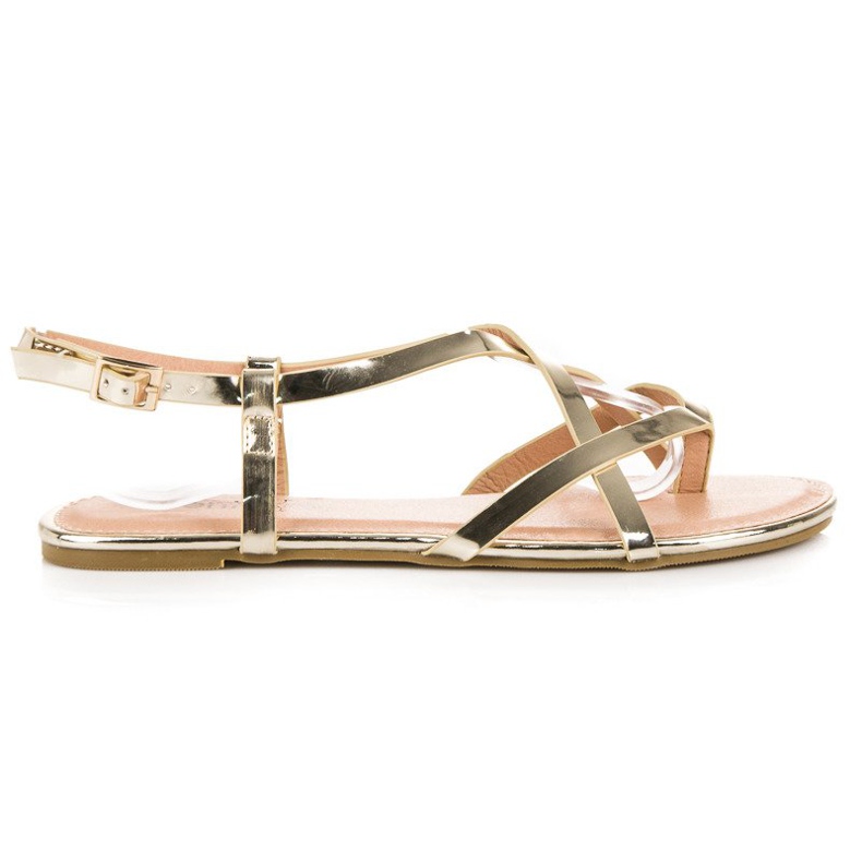 Evento Zlaté ploché sandály zlatý Evento Zlaté ploché sandály zlatý