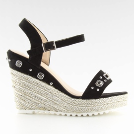 Černé espadrilky na klínech, černé TS-2730 Black černý