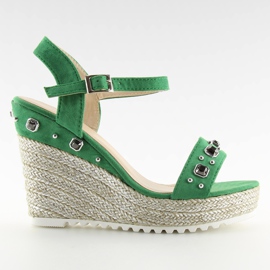 Zelené espadrilky na klínech, zelené TS-2730 Zelené zelený