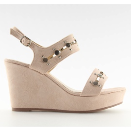 Béžové sandály na klínku 1606 Beige béžový