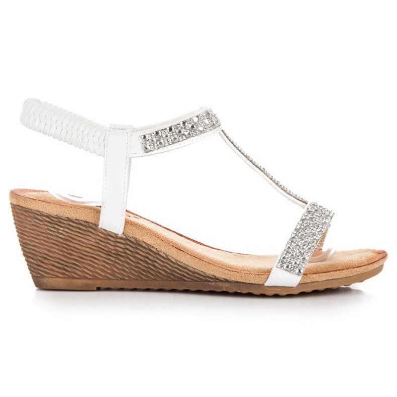 Fama Elegantní sandály na klínku bílý